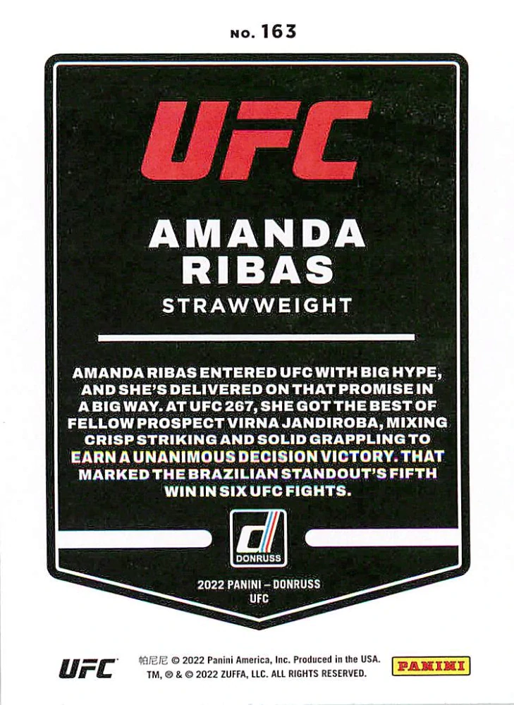 2022 Panini Donruss UFC - Amanda Ribas #163