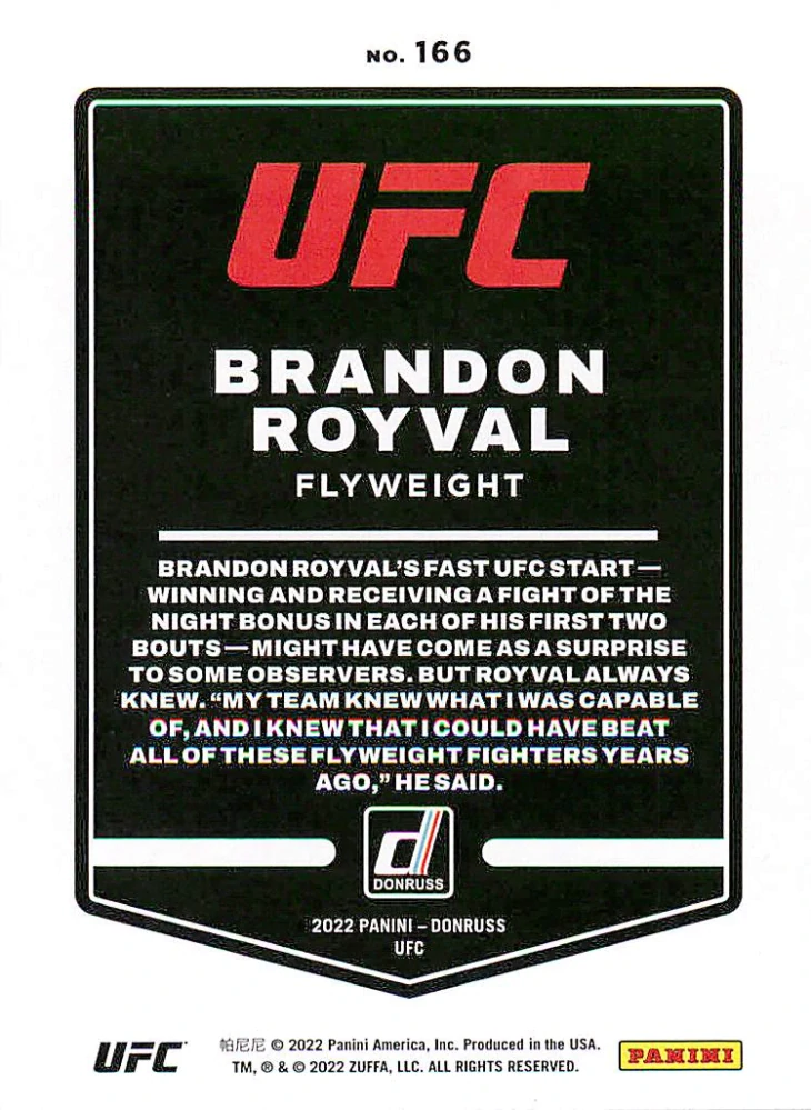 2022 Panini Donruss UFC - Brandon Royval #166