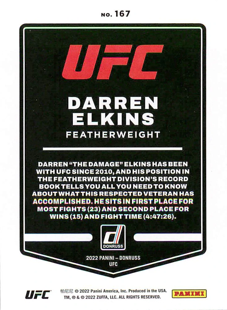 2022 Panini Donruss UFC - Darren Elkins #167