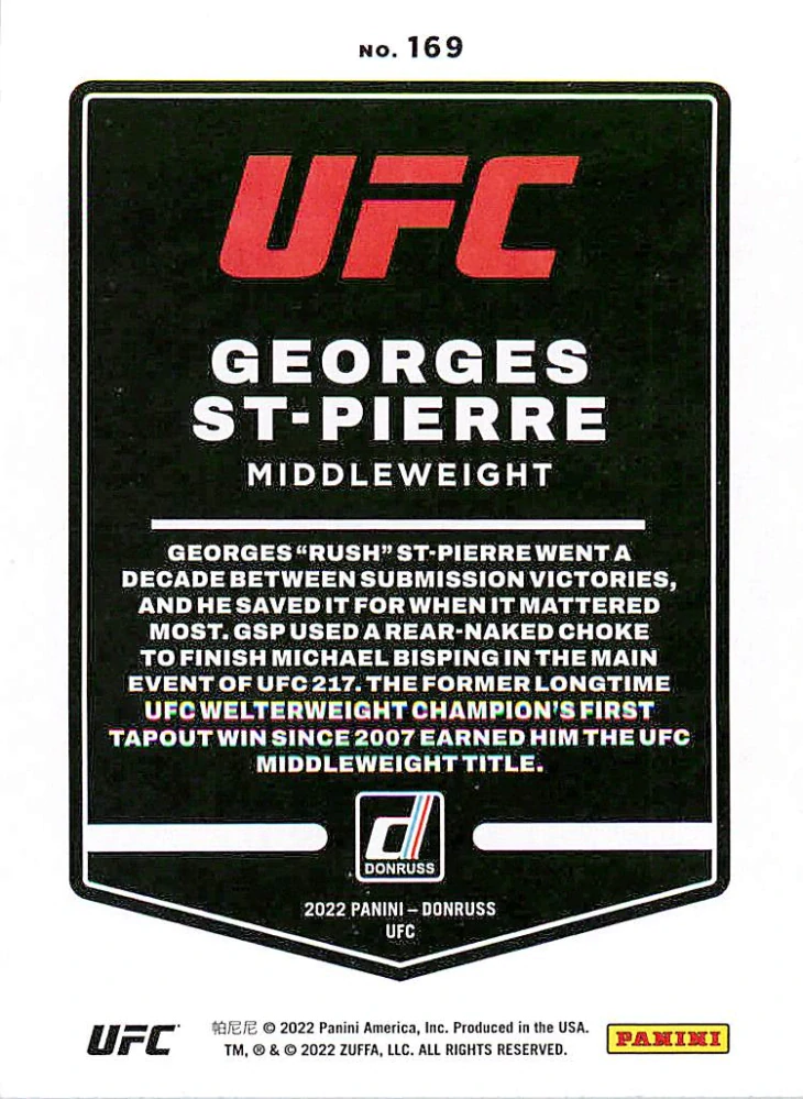 2022 Panini Donruss UFC - Georges St-Pierre #169