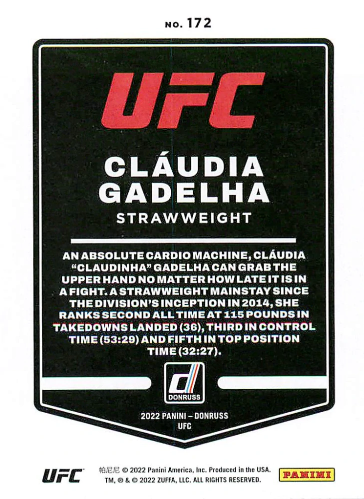 2022 Panini Donruss UFC - Claudia Gadelha #172