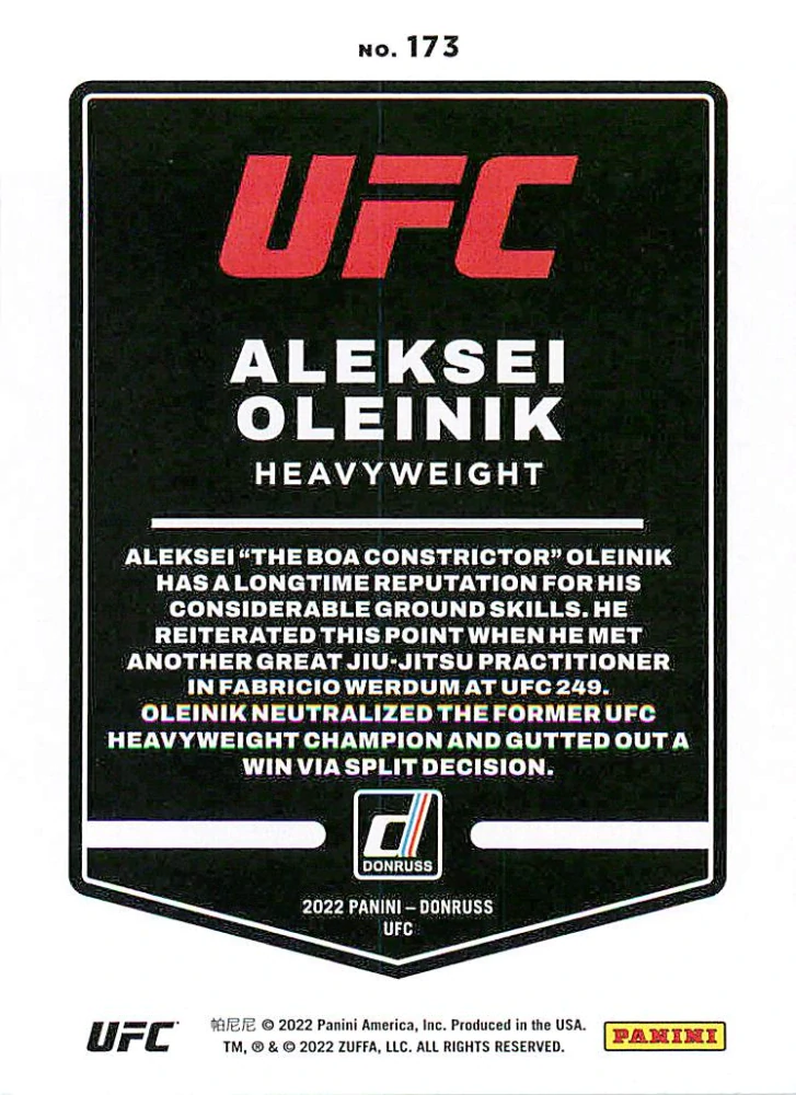 2022 Panini Donruss UFC - Aleksei Oleinik #173