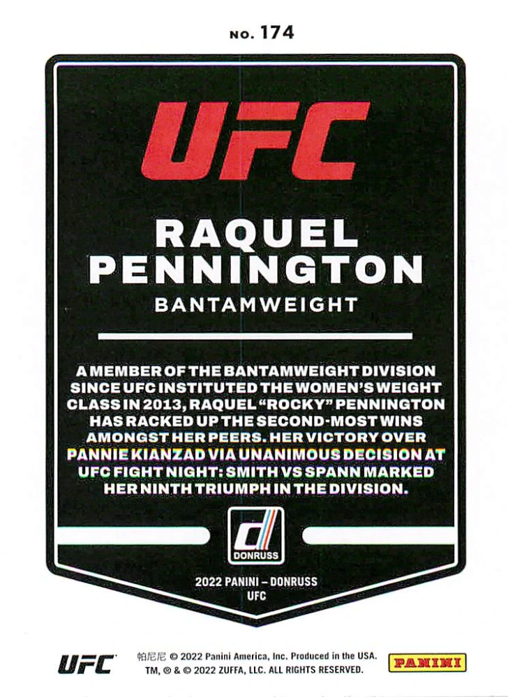 2022 Panini Donruss UFC - Raquel Pennington #174