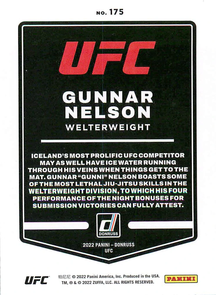 2022 Panini Donruss UFC - Gunnar Nelson #175