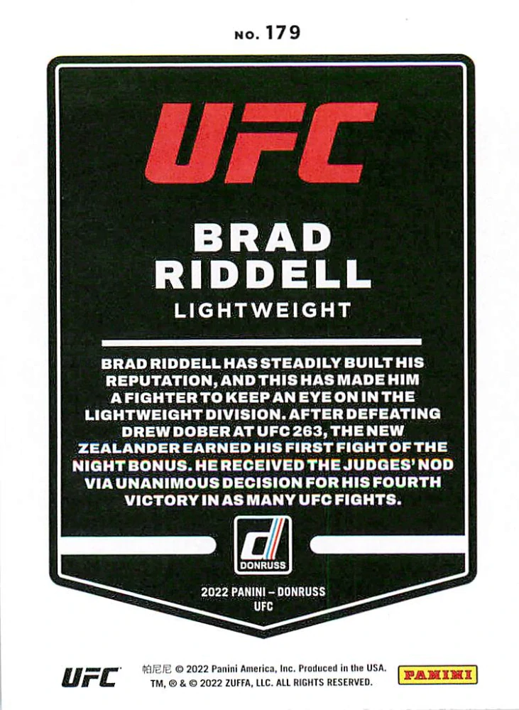 2022 Panini Donruss UFC - Brad Riddell #179