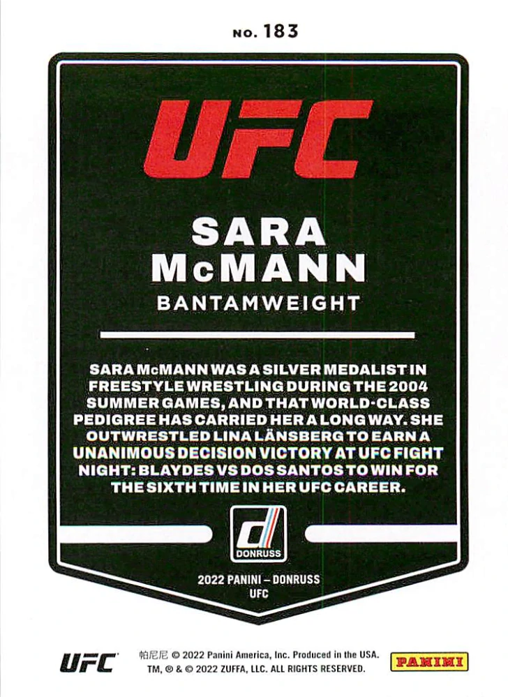 2022 Panini Donruss UFC - Sara McMann #183