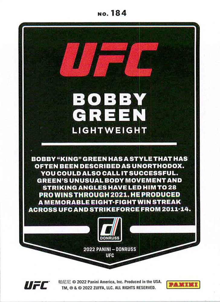 2022 Panini Donruss UFC - Bobby Green #184