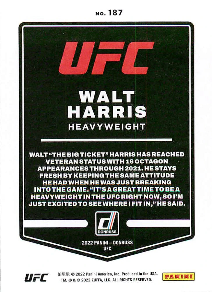 2022 Panini Donruss UFC - Walt Harris #187