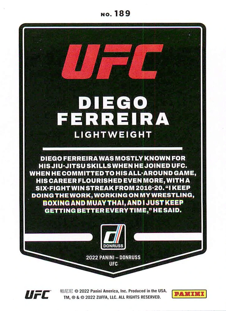 2022 Panini Donruss UFC - Diego Ferreira #189