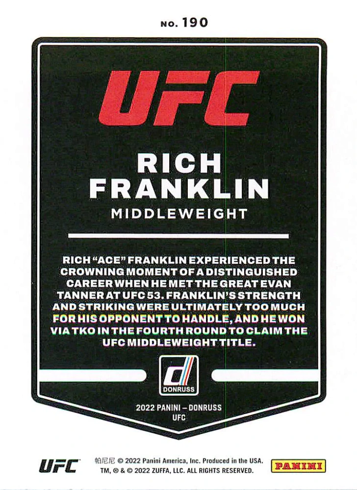 2022 Panini Donruss UFC - Rich Franklin #190