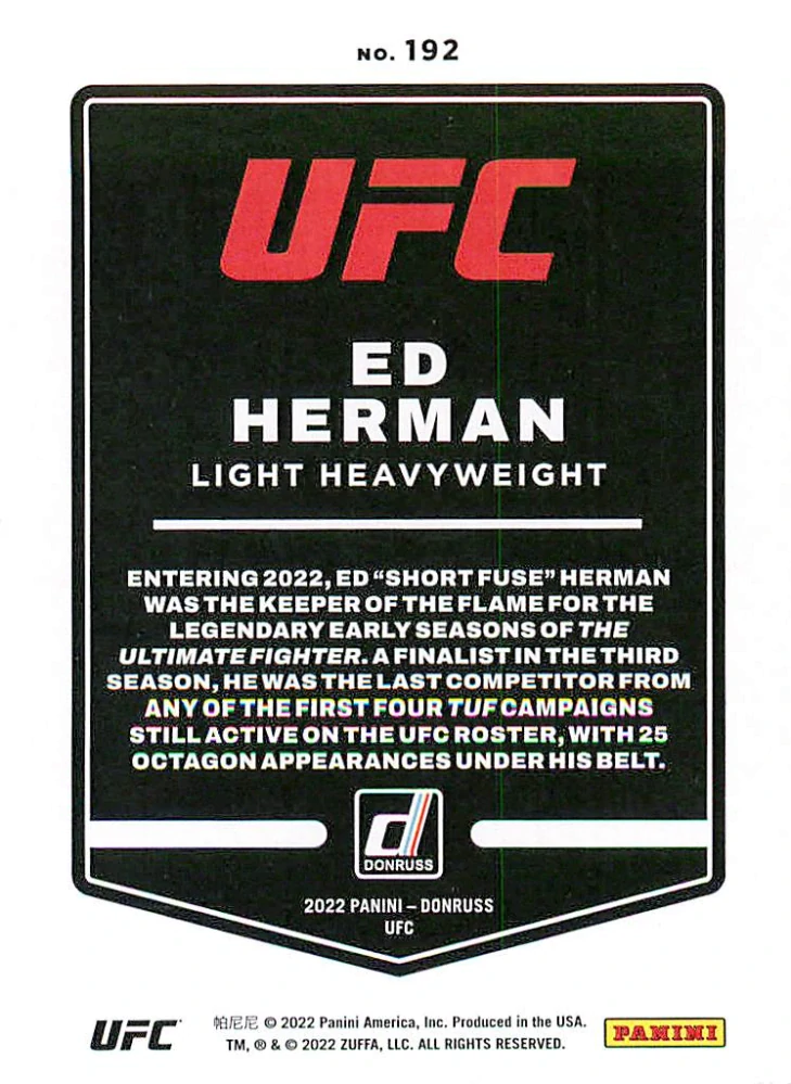 2022 Panini Donruss UFC - Ed Herman #192