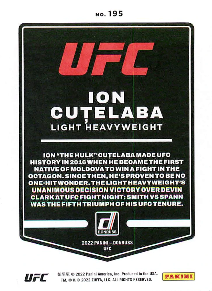2022 Panini Donruss UFC - Ion Cutelaba #195