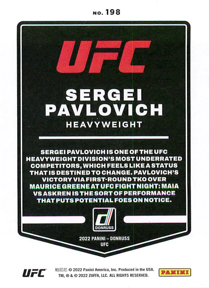 2022 Panini Donruss UFC - Sergei Pavlovich #198