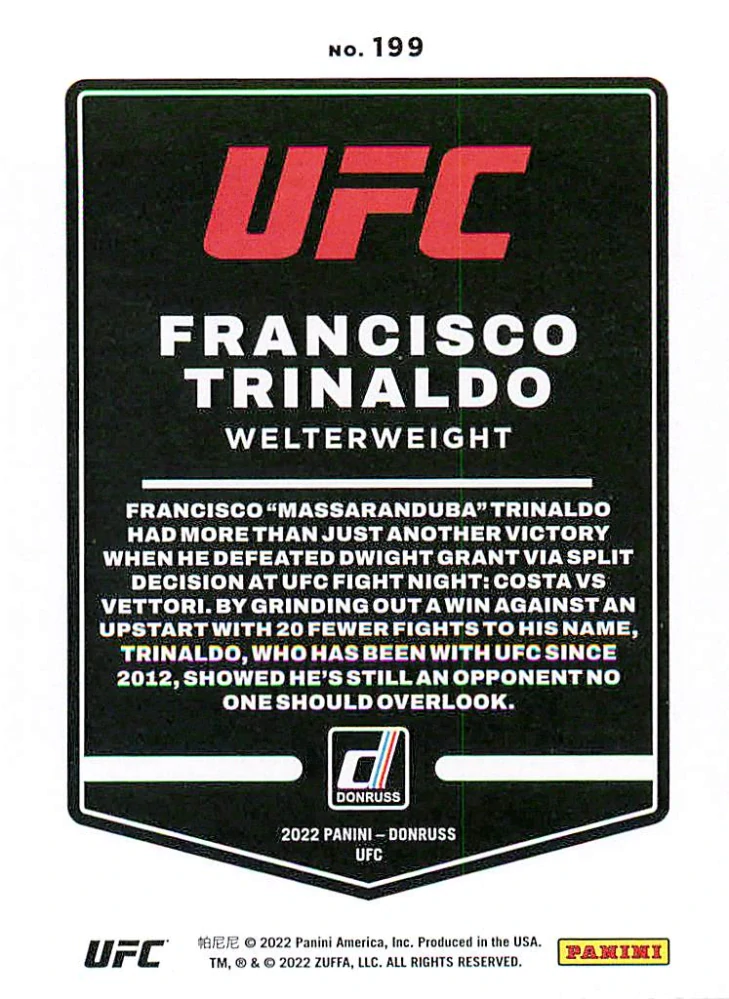 2022 Panini Donruss UFC - Francisco Trinaldo #199