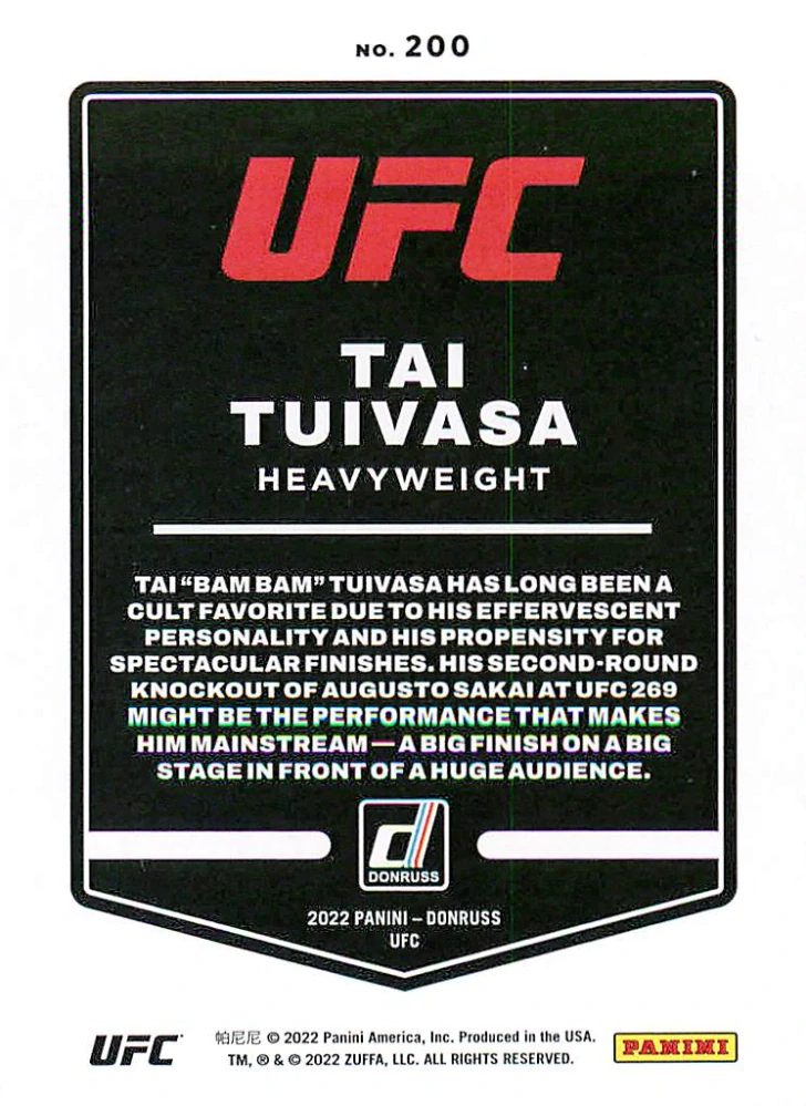 2022 Panini Donruss UFC - Tai Tuivasa #200