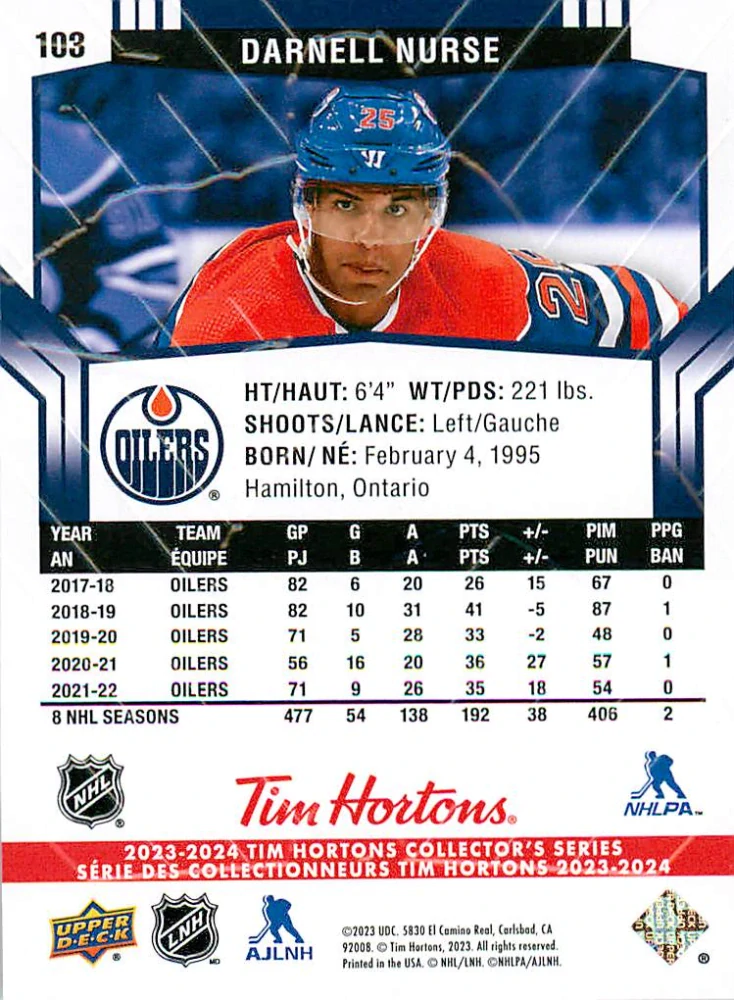 2023-24 UD Tim Hortons Collector's Series - Darnell Nurse #103