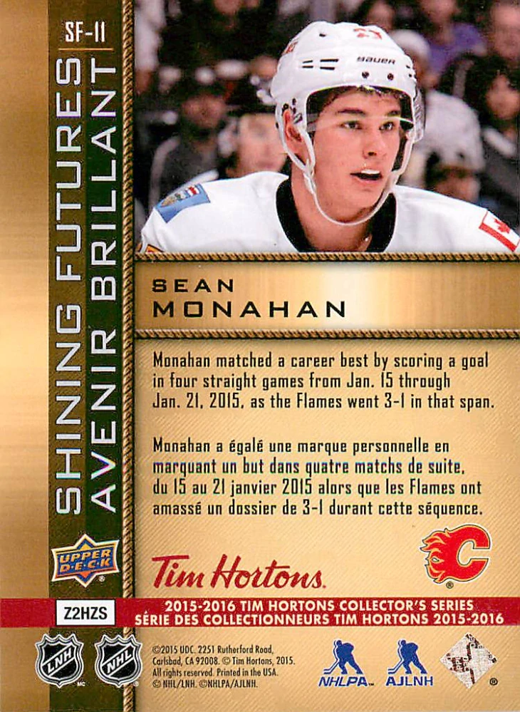 2015-16 UD Tim Hortons Collector's Series - Sean Monahan - Shining Futures #SF-11