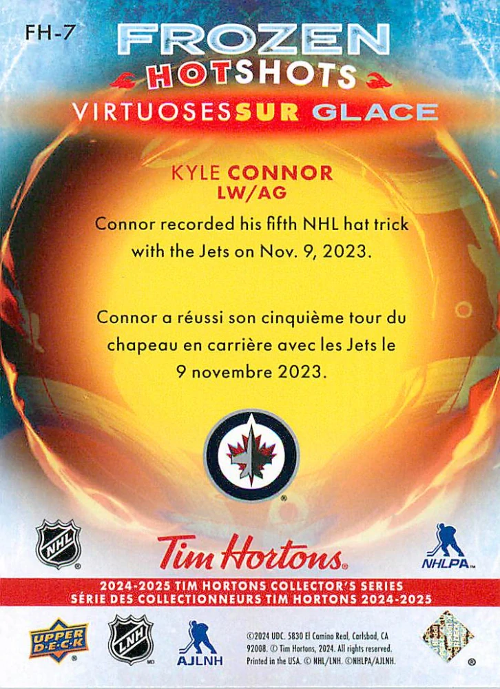 2024-25 UD Tim Hortons - Kyle Connor - Frozen Hotshots #FH-7