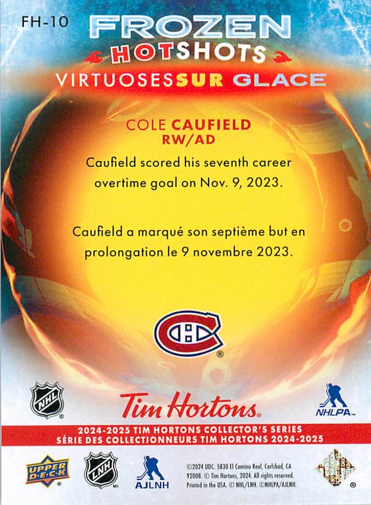 2024-25 UD Tim Hortons - Cole Caufield - Frozen Hotshots #FH-10