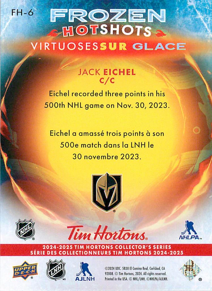 2024-25 UD Tim Hortons - Jack Eichel - Frozen Hotshots #FH-6
