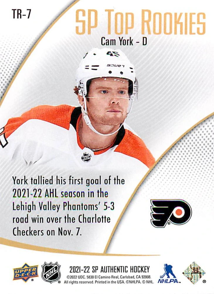 2021-22 UD SP Authentic - Cam York - SP Top Rookies #TR-7