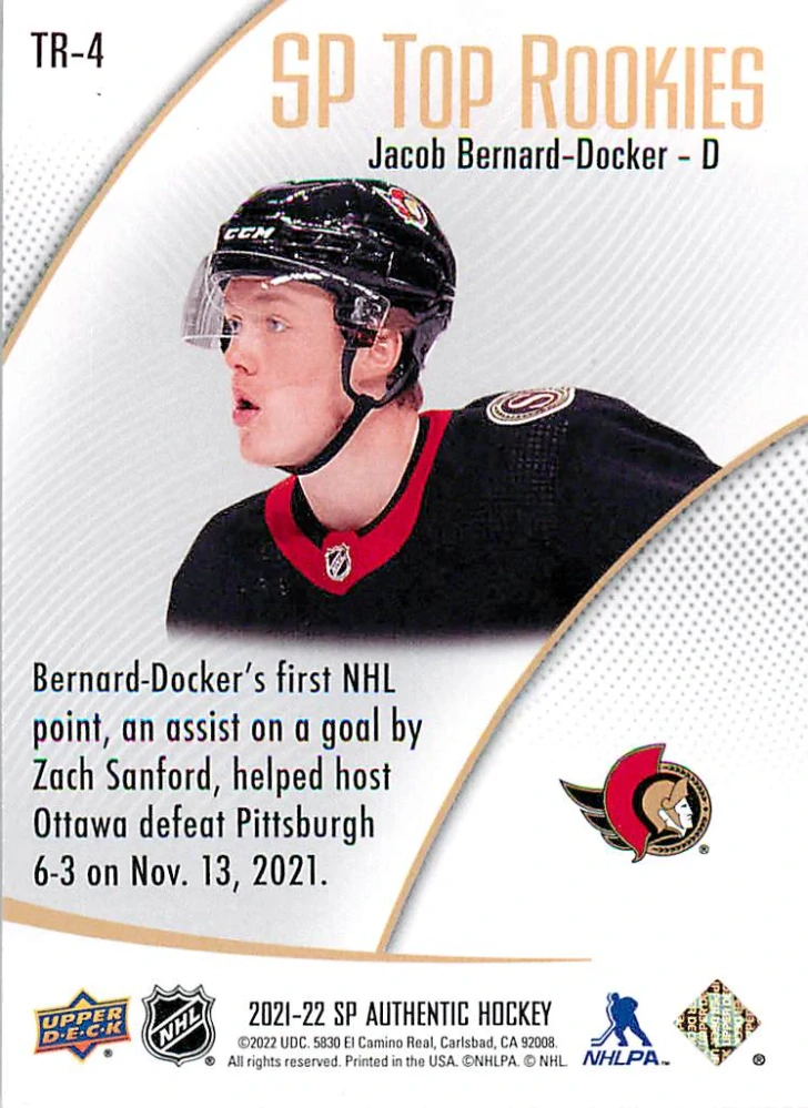 2021-22 UD SP Authentic - Jacob Bernard-Docker - SP Top Rookies #TR-4