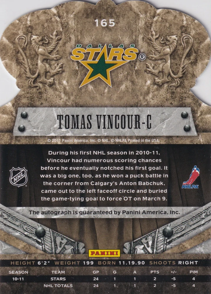 2011-12 Panini Crown Royale - Tomáš Vincour - Rookie Royalty Signatures #165