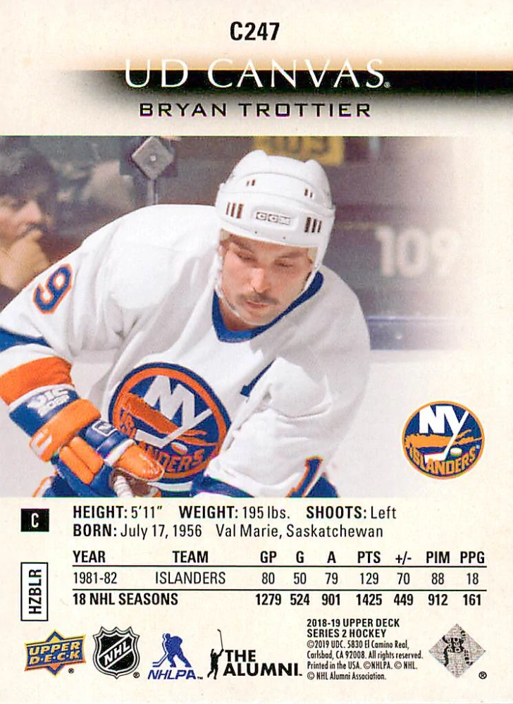 2018-19 UD Series 2 - Bryan Trottier - Retired Stars Canvas #C247