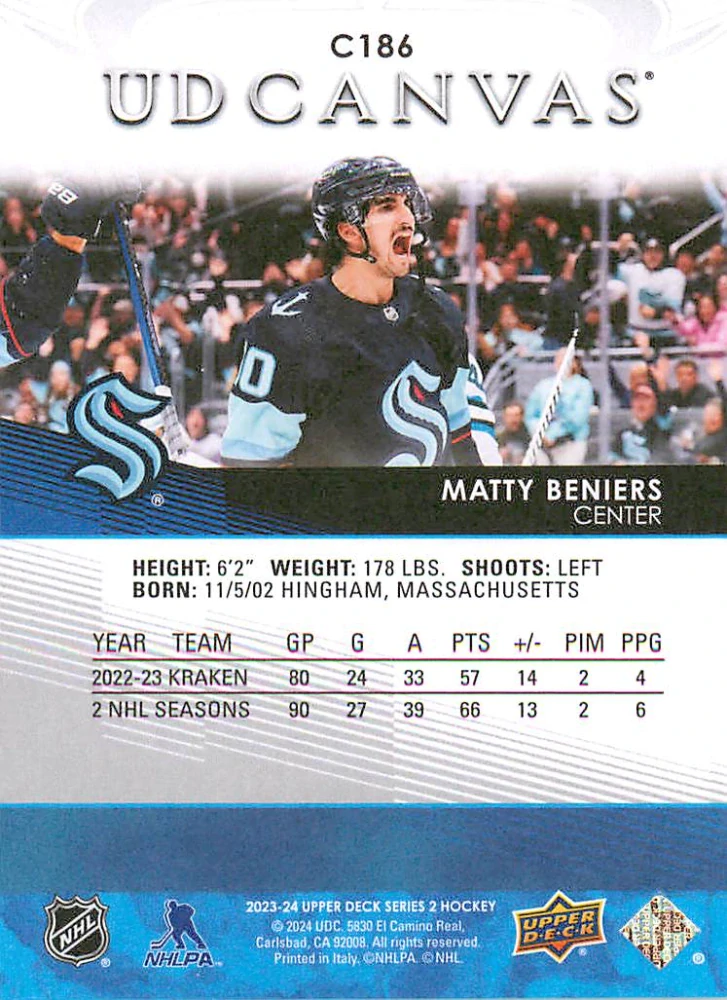 2023-24 UD Series 2 - Matty Beniers - Canvas #C186
