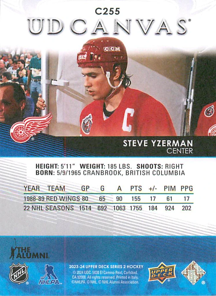 2023-24 UD Series 2 - Steve Yzerman - Retired Stars Canvas #C255