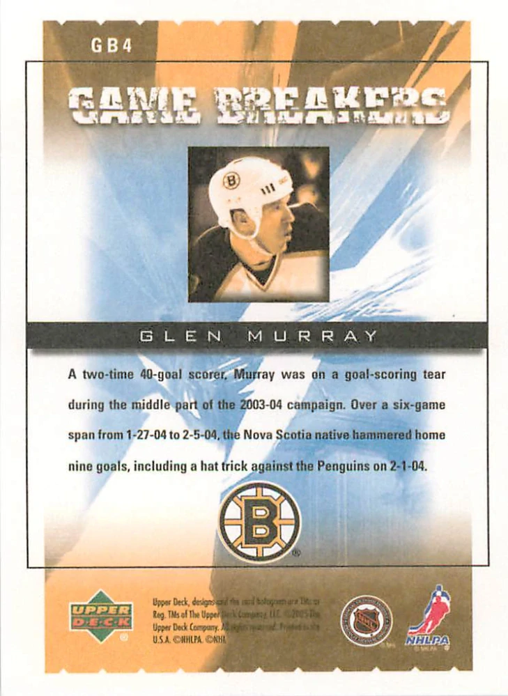 2005-06 UD Victory - Glen Murray - Game Breakers #GB4