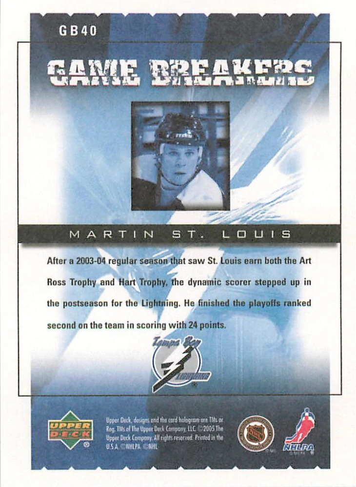 2005-06 UD Victory - Martin St.Louis - Game Breakers #GB40