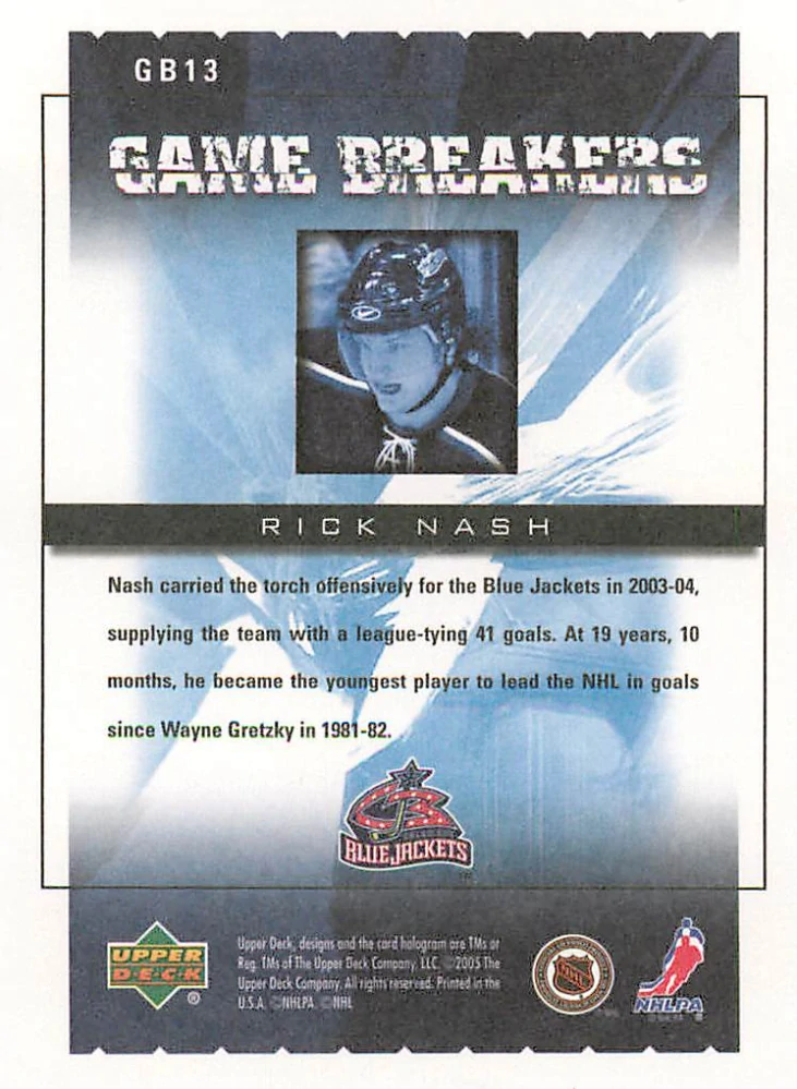 2005-06 UD Victory - Rick Nash - Game Breakers #GB13