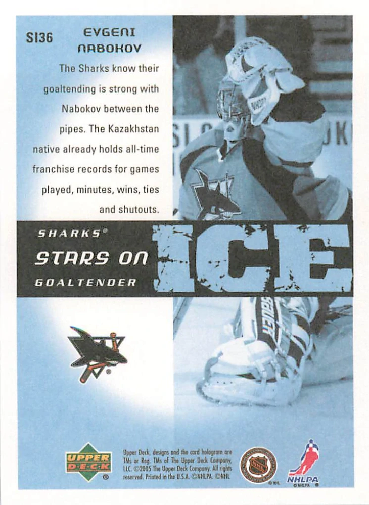 2005-06 UD Victory - Evgeni Nabokov - Stars on Ice #SI36