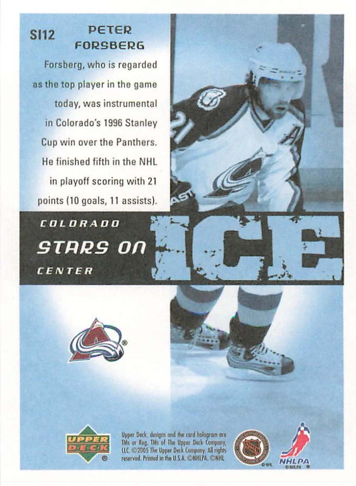2005-06 UD Victory - Peter Forsberg - Stars on Ice #SI12