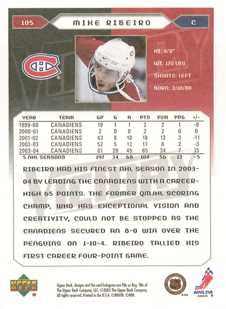 2005-06 UD Victory - Mike Ribeiro #105