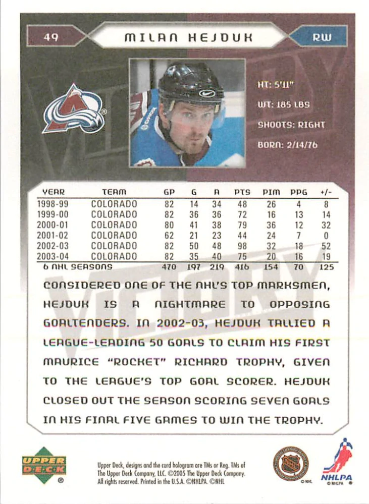 2005-06 UD Victory - Milan Hejduk #49