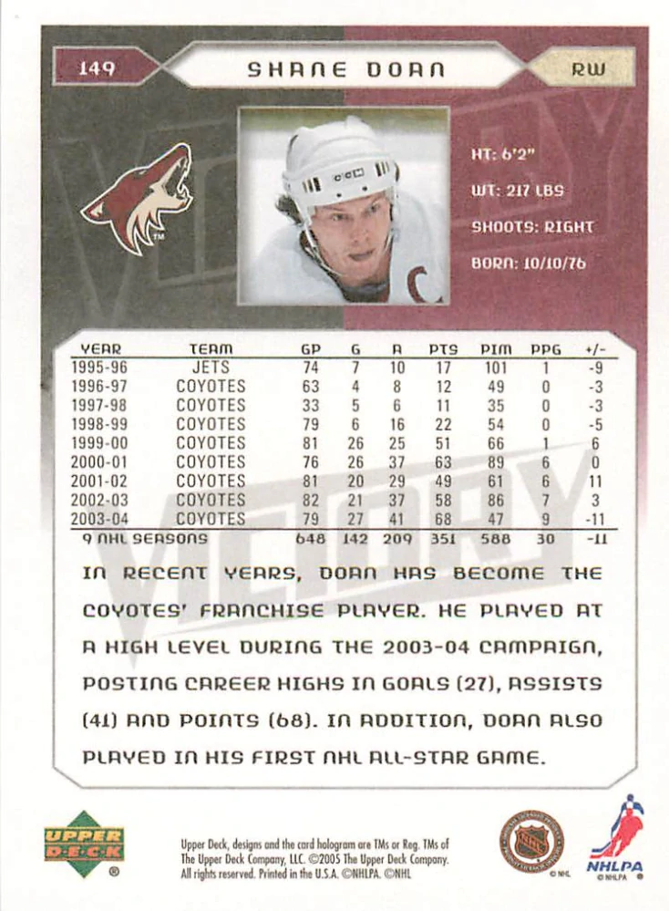 2005-06 UD Victory - Shane Doan #149