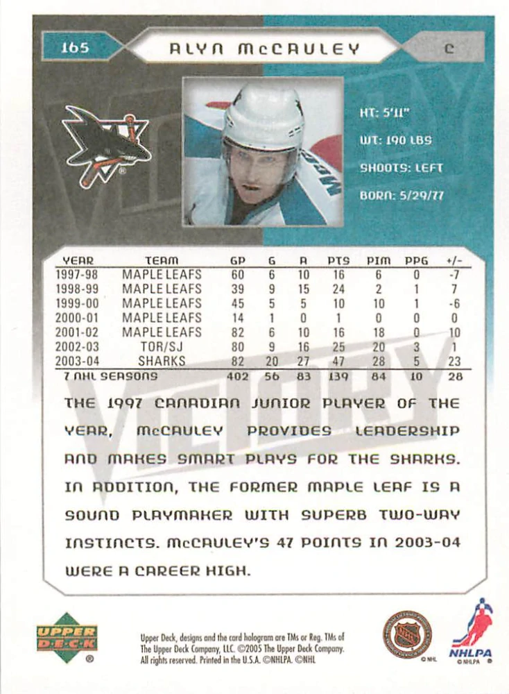 2005-06 UD Victory - Alyn McCauley #165