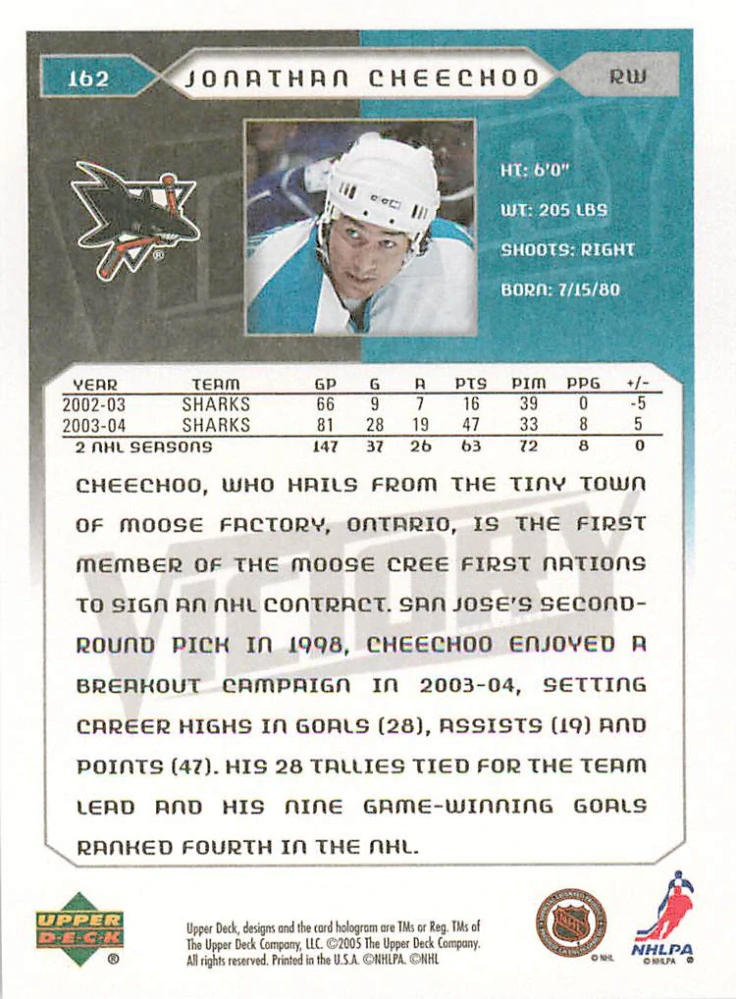 2005-06 UD Victory - Jonathan Cheechoo #162