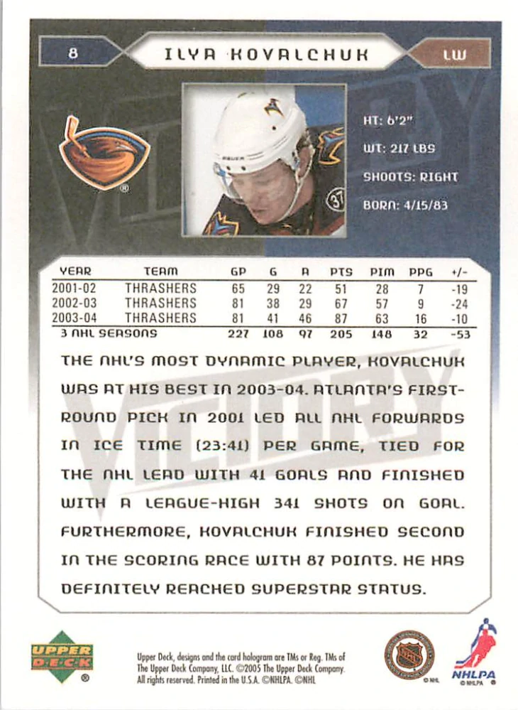 2005-06 UD Victory - Ilya Kovalchuk #8