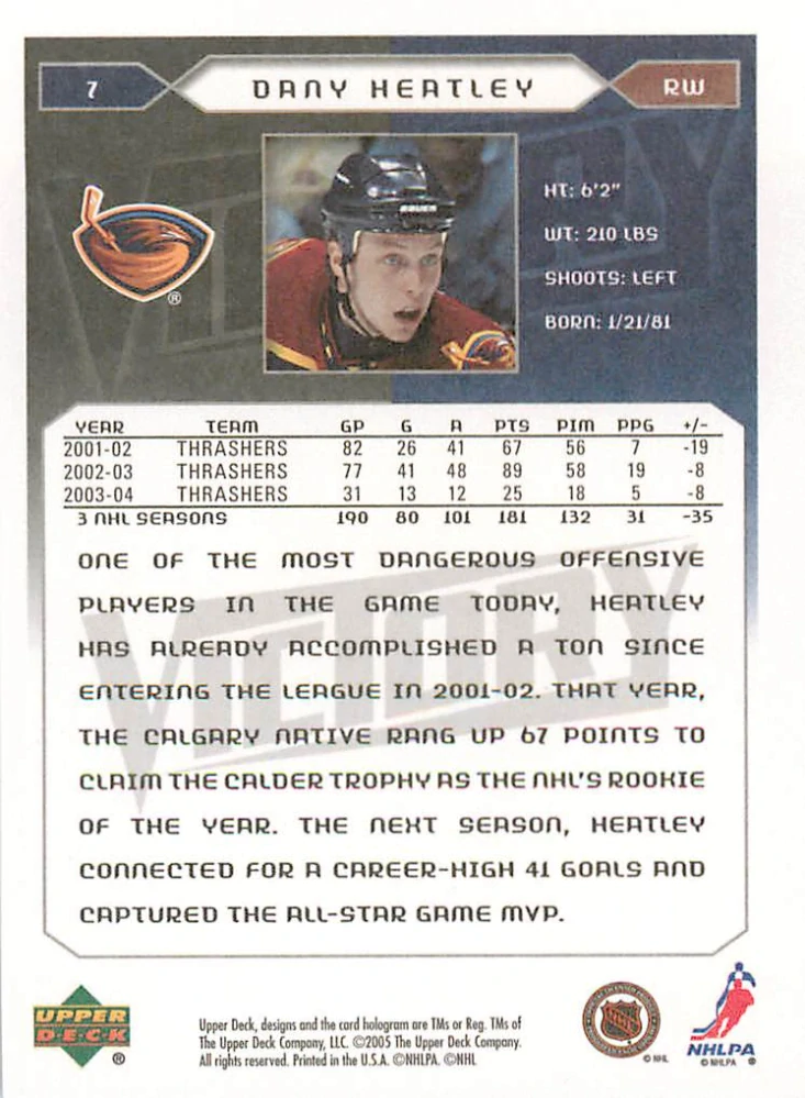 2005-06 UD Victory - Dany Heatley #7