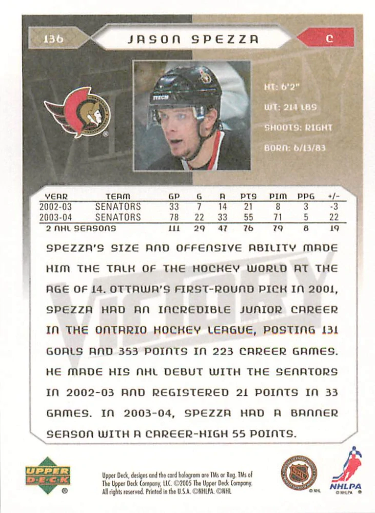 2005-06 UD Victory - Jason Spezza #136