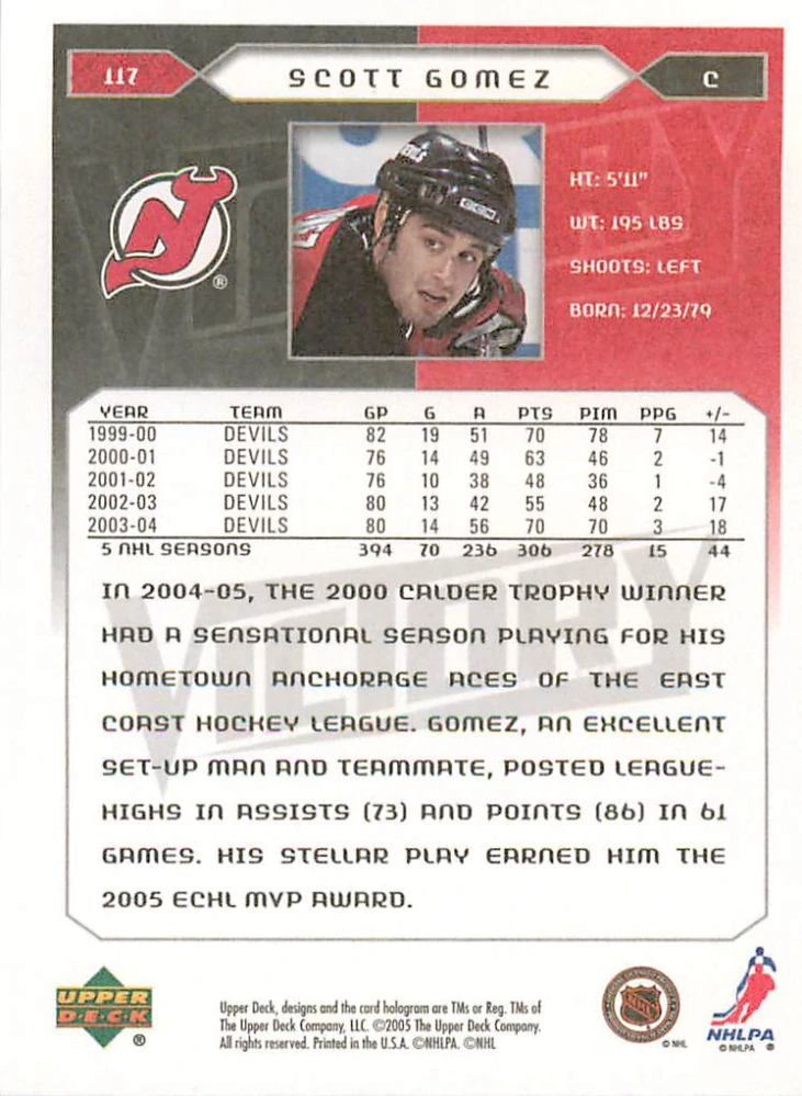 2005-06 UD Victory - Scott Gomez #117