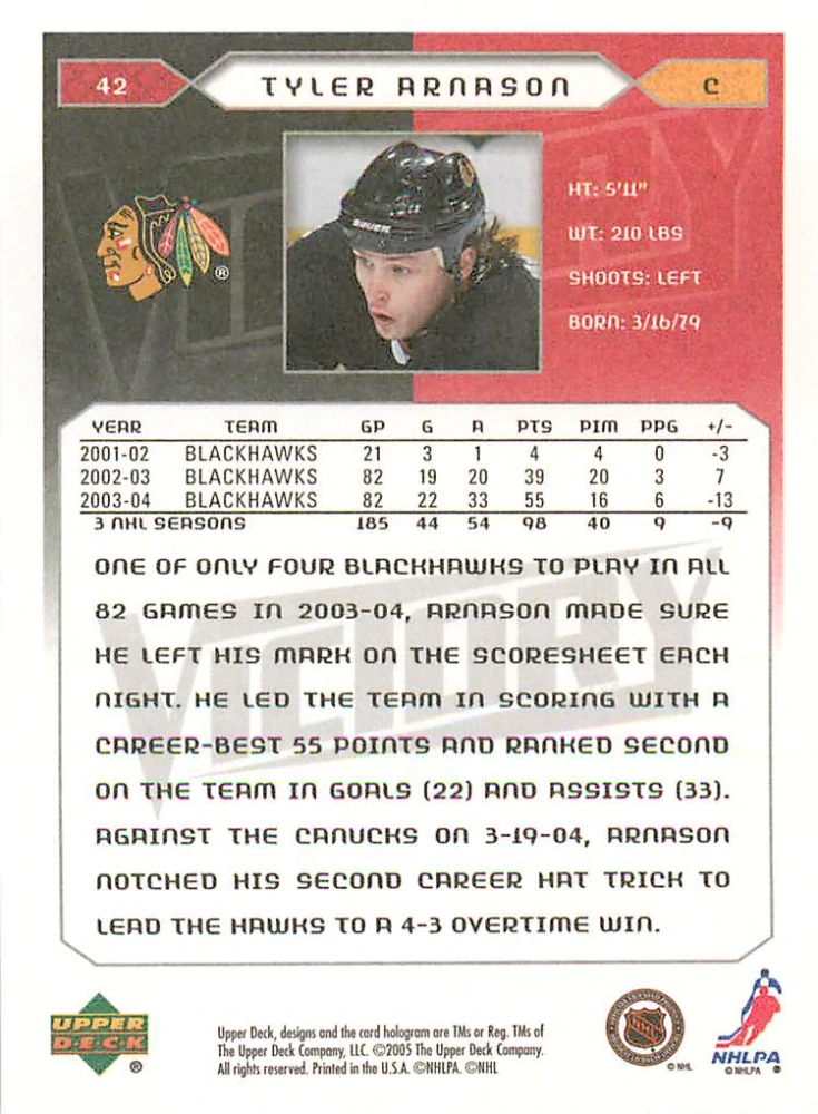 2005-06 UD Victory - Tyler Arnason #42
