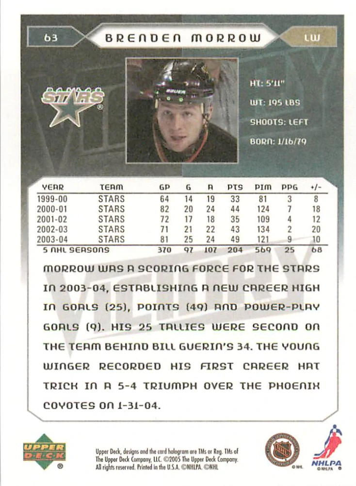 2005-06 UD Victory - Brendan Morrow #63