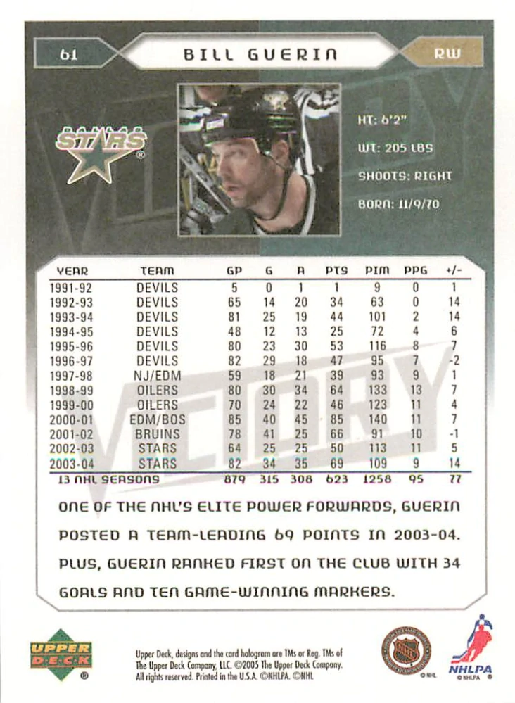 2005-06 UD Victory - Bill Guerin #61