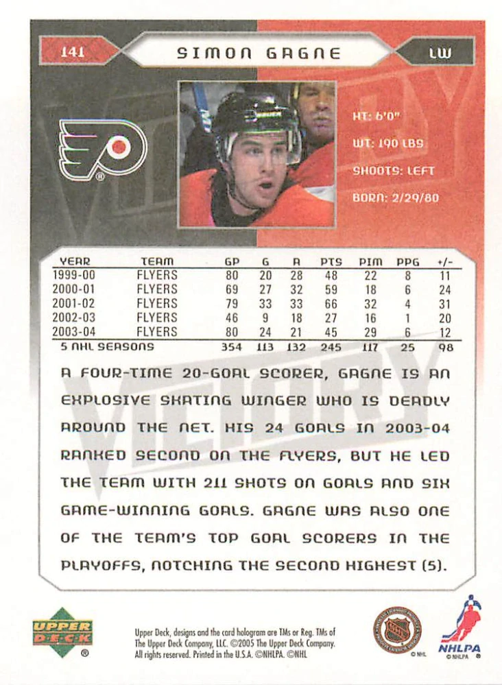 2005-06 UD Victory - Simon Gagne #141