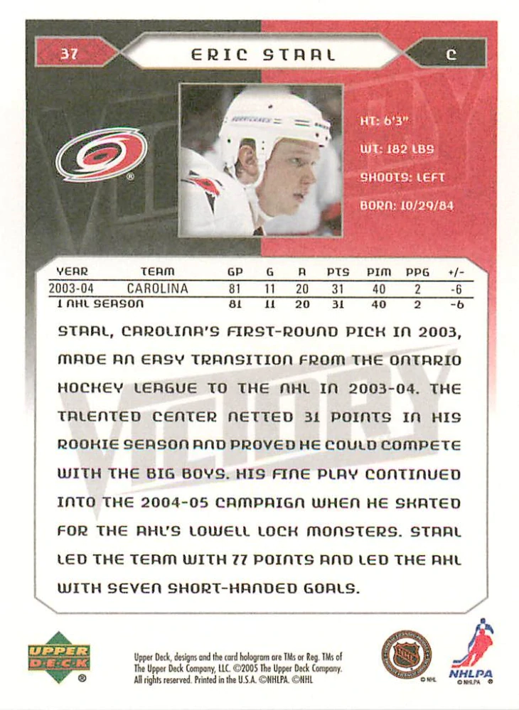 2005-06 UD Victory - Eric Staal #37