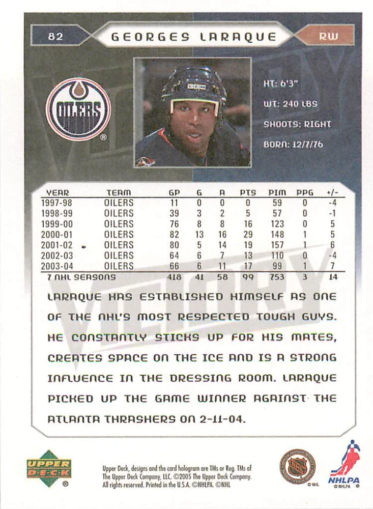 2005-06 UD Victory - Georges Laraque #82